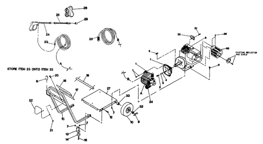 Pressure Washer And Cradle Diagram and Parts List for 9852-0  Briggs and Stratton Pressure Washer